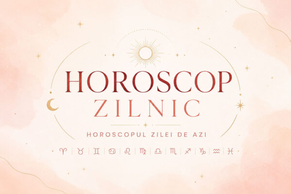 Horoscop zilnic cu simboluri zodiacale pe fundal pastel