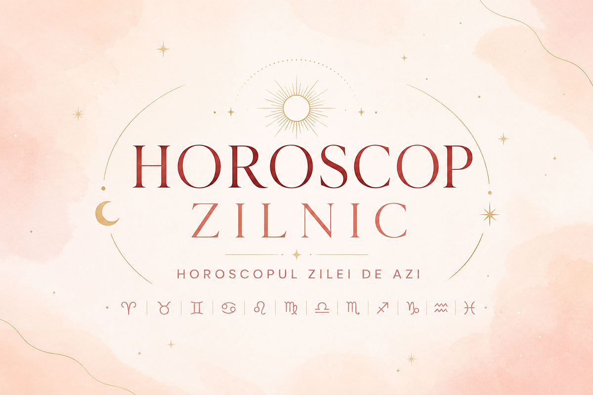 Horoscop zilnic cu simboluri zodiacale pe fundal pastel