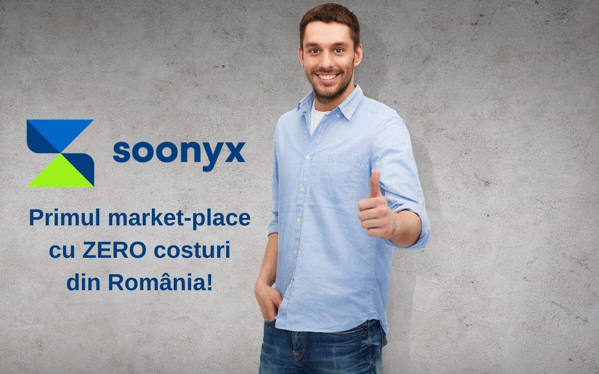 Bărbat zâmbitor promovând marketplace Soonyx fără costuri