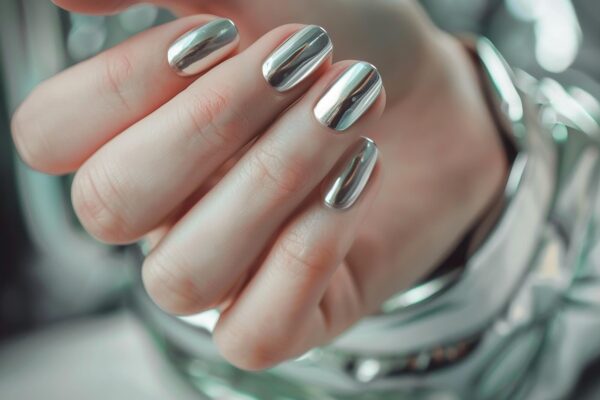 Unghii chrome: manichiura metalizată care se poartă și pe unghii scurte